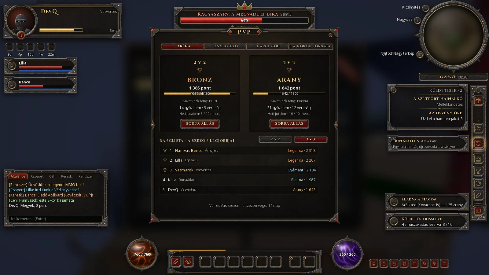 PvP: 2v2 / 3v3 arena with ranking.